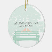 Vogels op een Jubileum van het Park Bench Wedding Keramisch Ornament (Links)