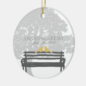 Vogels op een Jubileum van het Park Bench Wedding Keramisch Ornament (Links)