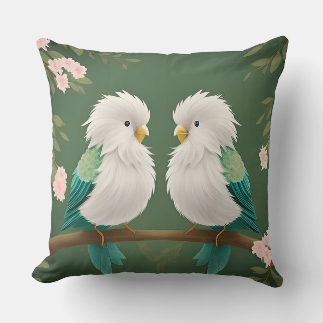 Vogels op een Kersenbloesemtak Kussen (Voorkant)