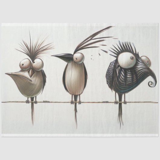 Vogels op een lijn Decoupage Tissuepapier (Voorkant)