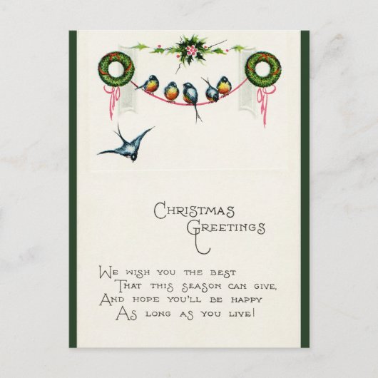 vogels op een lint briefkaart (Voorkant)