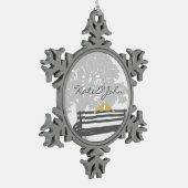 Vogels op een parkbank tin sneeuwvlok ornament (Links)