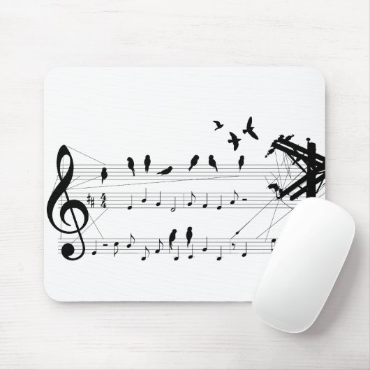 Vogels op een score mousepad muismat (Met muis)