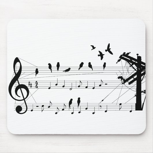 Vogels op een score mousepad muismat (Voorkant)