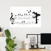 Vogels op een Score-poster Poster (Thuiskantoor)