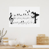 Vogels op een Score-poster Poster (Keuken)