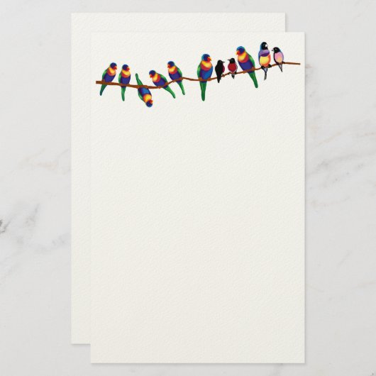 Vogels op een tak briefpapier (Voorkant / Achterkant)