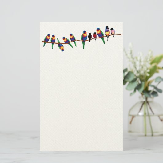 Vogels op een tak briefpapier (Staand voorkant)