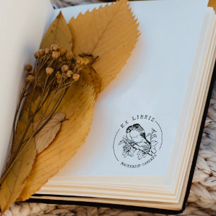  Vogels op een tak, Ex Libris Boek Rubberstempel