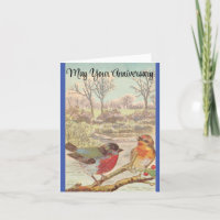 vogels op een tak Jubileum Kaart