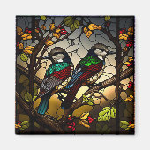 Vogels op een tak - kunstpijlstaartje magneet (Voorkant)