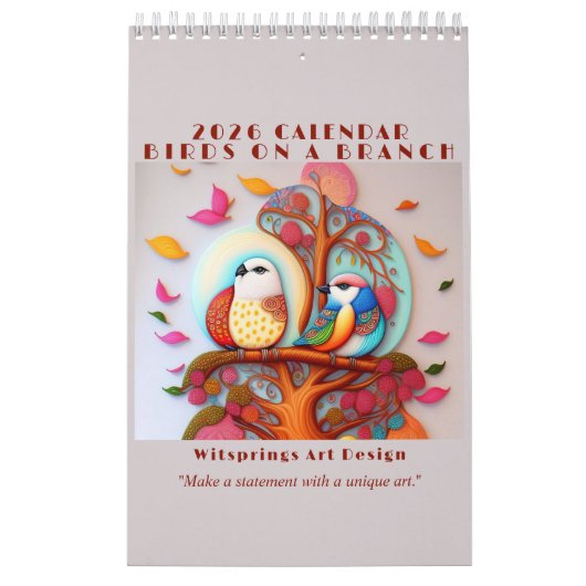 Vogels op een tak schilderij kalender (Hoes)