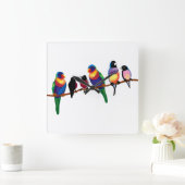 Vogels op een tak vierkante klok (Huis)