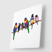 Vogels op een tak vierkante klok (Hoek)