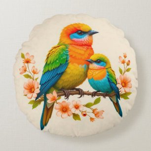 Vogels op een tak Vrouwelijke natuur Rond Kussen