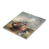 Vogels op een vat keramiek tegeltje (Zijkant)