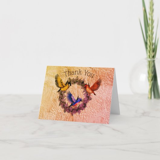 Vogels op een ventilator met dank aan uw creditcar bedankkaart (Voorkant)