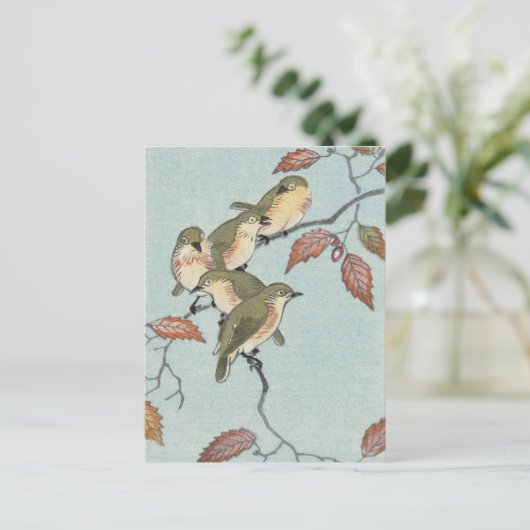 Vogels op een vertakkende schilderij van Ohara Kos Briefkaart (Staand voorkant)
