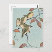 Vogels op een vertakkende schilderij van Ohara Kos Briefkaart (Voorkant / Achterkant)