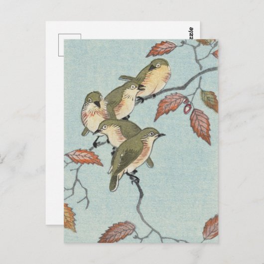 Vogels op een vertakkende schilderij van Ohara Kos Briefkaart (Voorkant / Achterkant)