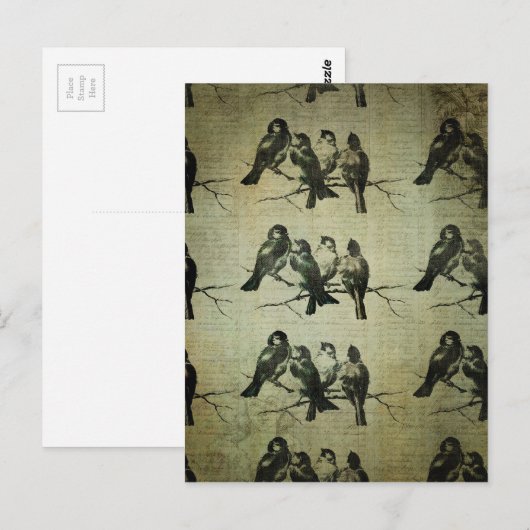Vogels op een vertakking BAckground Briefkaart (Voorkant / Achterkant)