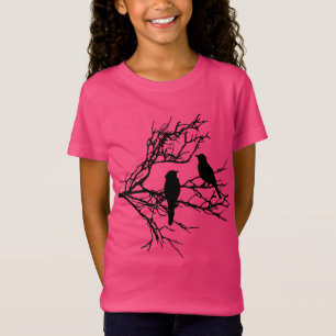 Vogels op een vertakking, Black Silhouette T-shirt