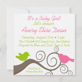 Vogels op een vertakking in Limoen & Roze Kaart