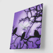 Vogels op een vertakking - Paarse Starlight Wall C Vierkante Klok (Hoek)