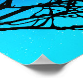 Vogels op een vertakking, zwart tegen het Blauw va Poster (Hoek)