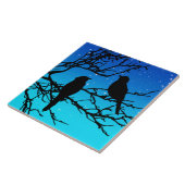 Vogels op een vertakking, zwart tegen het Blauw va Tegeltje (Zijkant)