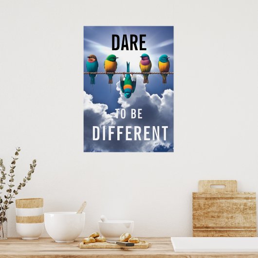  Vogels op een Wire Dare Poster (Keuken)