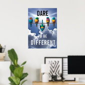  Vogels op een Wire Dare Poster (Thuiskantoor)