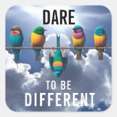  Vogels op een Wire Dare Vierkante Sticker (Voorkant)