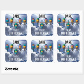  Vogels op een Wire Dare Vierkante Sticker (Vel)