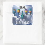  Vogels op een Wire Dare Vierkante Sticker (Tas)