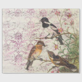 vogels op filialen en muziek cadeaupapier (Vlak)