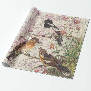vogels op filialen en muziek cadeaupapier