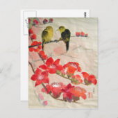 vogels op flora - boom briefkaart (Voorkant / Achterkant)