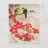 vogels op flora - boom briefkaart (Voorkant)