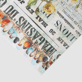 Vogels op Franse nieuwsdruk Tissuepapier (Detail)