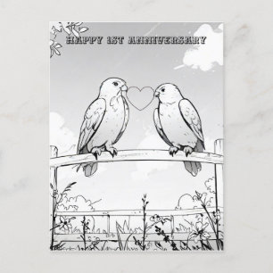 vogels op hek jubileum kleurplaat briefkaart