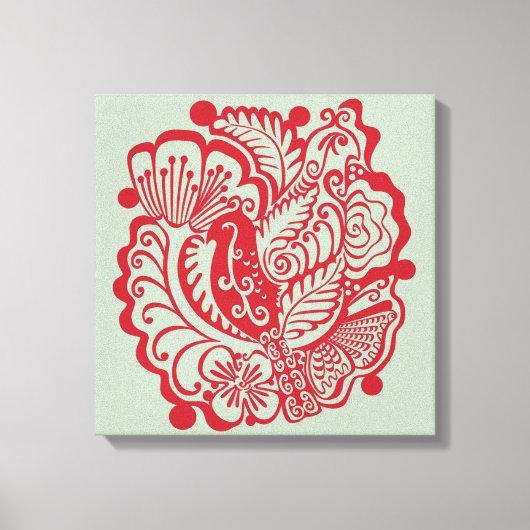 Vogels op het canvas van de tuin (Rood op Sage) (Voorkant)