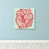 Vogels op het canvas van de tuin (Rood op Sage) (Insitu (Houten vloer))