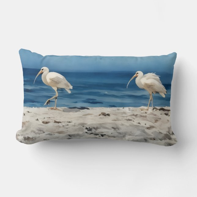 Vogels op het strand Siesta Key Kussen (Voorkant)