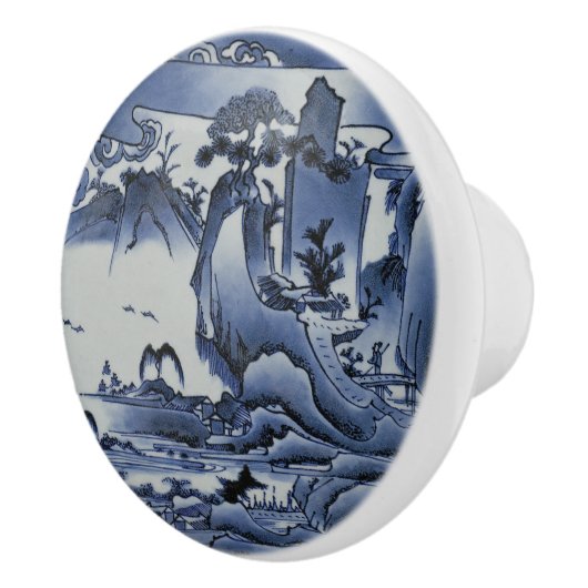 Vogels op het waterfront ~ Grote bergen ~ Keramische Knop (Rechts)