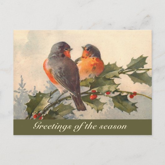  vogels op Holly Branch briefkaart (Voorkant)