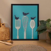 Vogels op keukengerei Keuken thema Posters