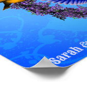 Vogels op krans gepersonaliseerd huwelijksgeschenk poster (Hoek)