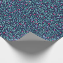 Vogels op marineblauw aquareleffect inpakpapier