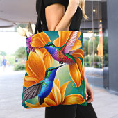 Vogels op Oranje bloesems Canvas tas